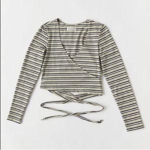 NWT Urban Outfitters Small Crop top stripe xs wrap wrapped shirt green stripes